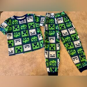 Minecraft - Green and Blue Kids Pajamas, Youth Size 8